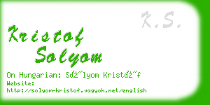 kristof solyom business card